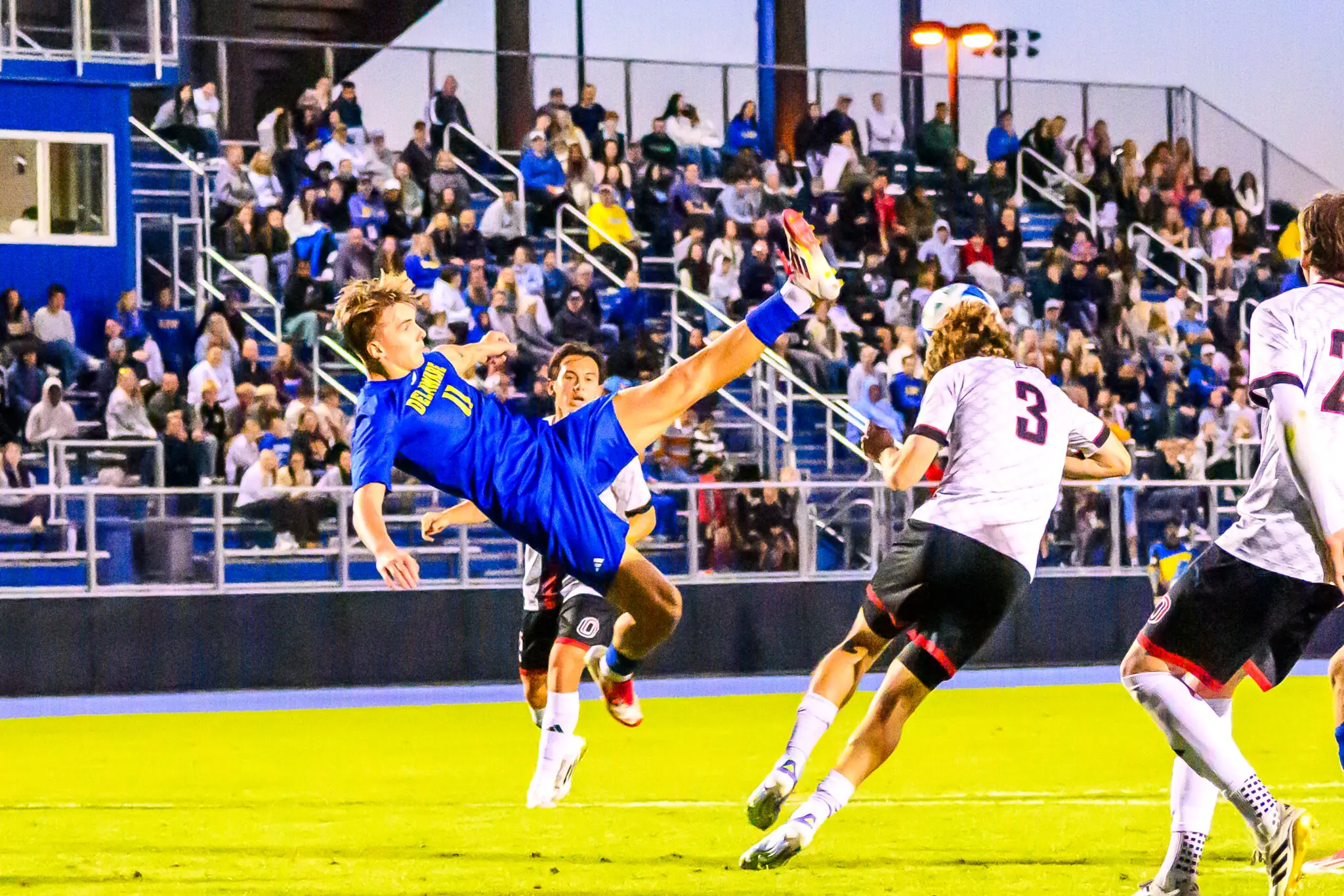 Marius Stenner in a game for Delaware against Omaha on October 18, 2025. Photo by Chris Coletti