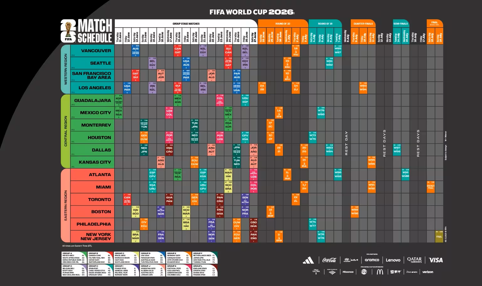 FIFA World Cup Broadcast Schedule