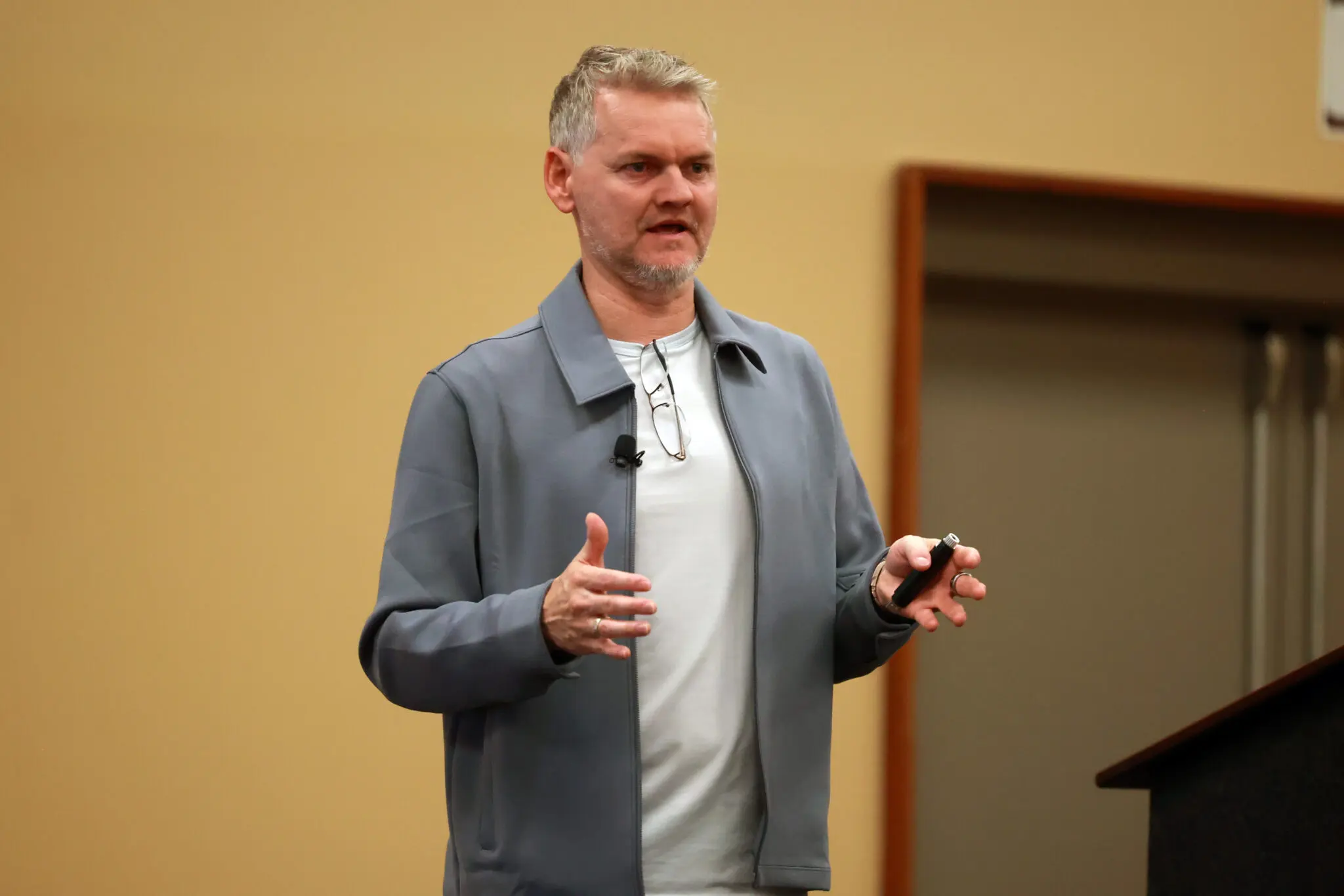 Bradley Carnell speaking at the 2026 United Soccer Coaches Convention in Philadelphia