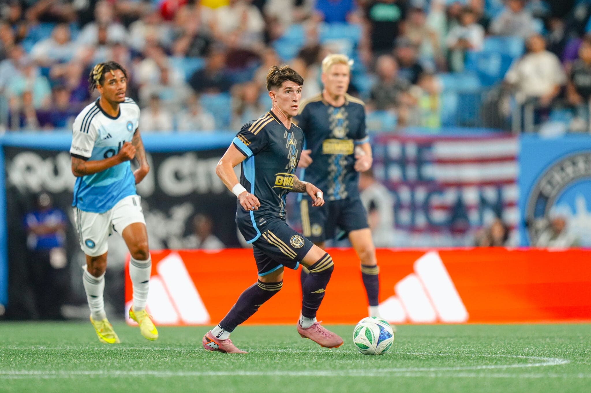 Jovan Lukic playing for the Philadelphia Union in a game against Charlotte FC on October 18, 2025. Photo courtesy of the Philadelphia Union.