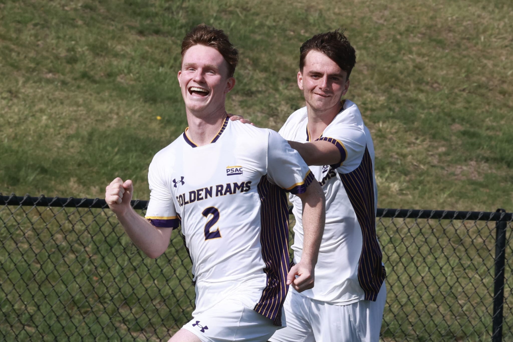 Ian Alicea celebrates a goal against Goldey-Beacom on April 3, 2026